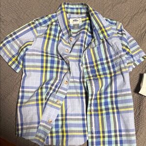 Old Navy Blue and Yellow Plaid Button Down Shirt